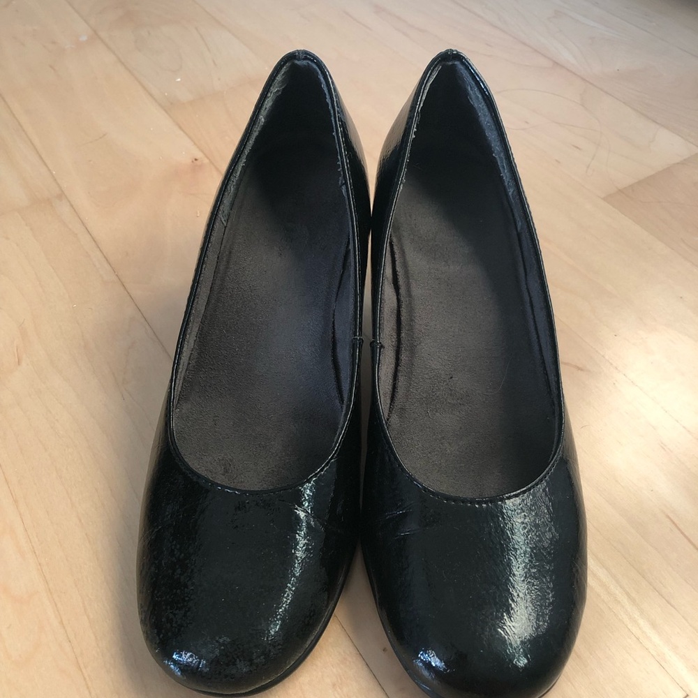 Aerosoles A2 Heelrest Pumps Womens Black Patent Leather Classic Heel